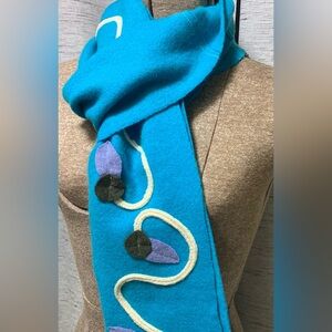 Handmade Recycled Cashmere Blue, White and Purple Women's Scarf